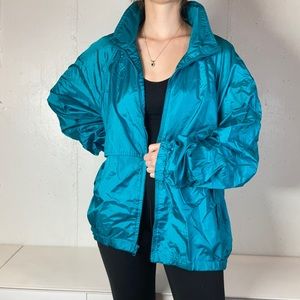 Vintage Teal Eddie Bauer Full Zip Rain Jacket